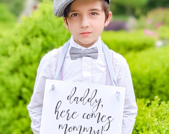 Wedding Banner Sign, Daddy Here Comes Mommy (Flower Girl & Ring Bearer)
