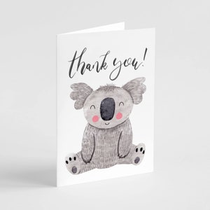 Paquet de 24 cartes de remerciement koala, jeu de cartes de remerciements avec illustration d'animal mignon avec enveloppes