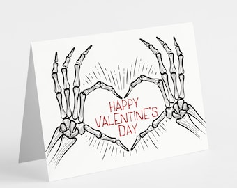 24 Skeleton Hands Making Heart Valentine Cards + Envelopes | Blank Inside | Happy V Day Dark Aesthetic Punk Goth RR5 6660