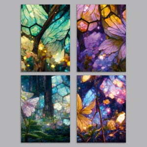 Cartões de felicitações da Floresta Encantada - 24 cartões divertidos para todas as ocasiões, cenário mágico da floresta, artigos de papelaria de contos de fadas, cartões em branco estilo Art Déco