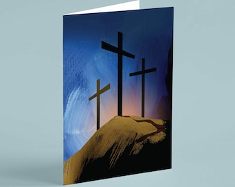 Calvary Hill Crosses Easter Cards - Inspirational Christian Greeting Card Set, 24-Pack