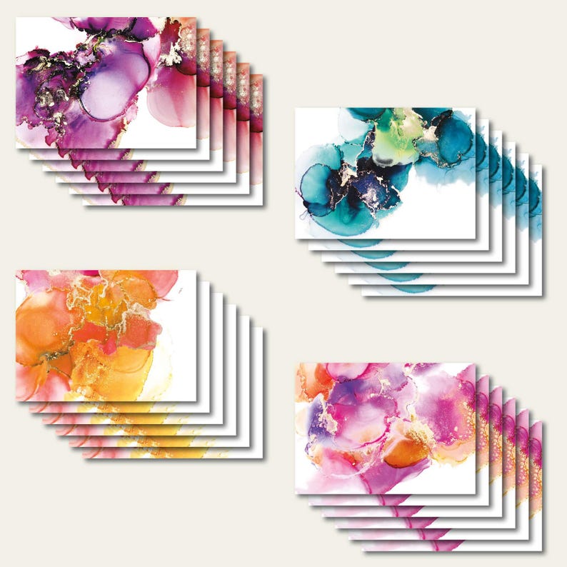 a collection of abstract artworks featuring vibrant colors and dynamic brushstrokes, creating a visually striking and energetic composition.