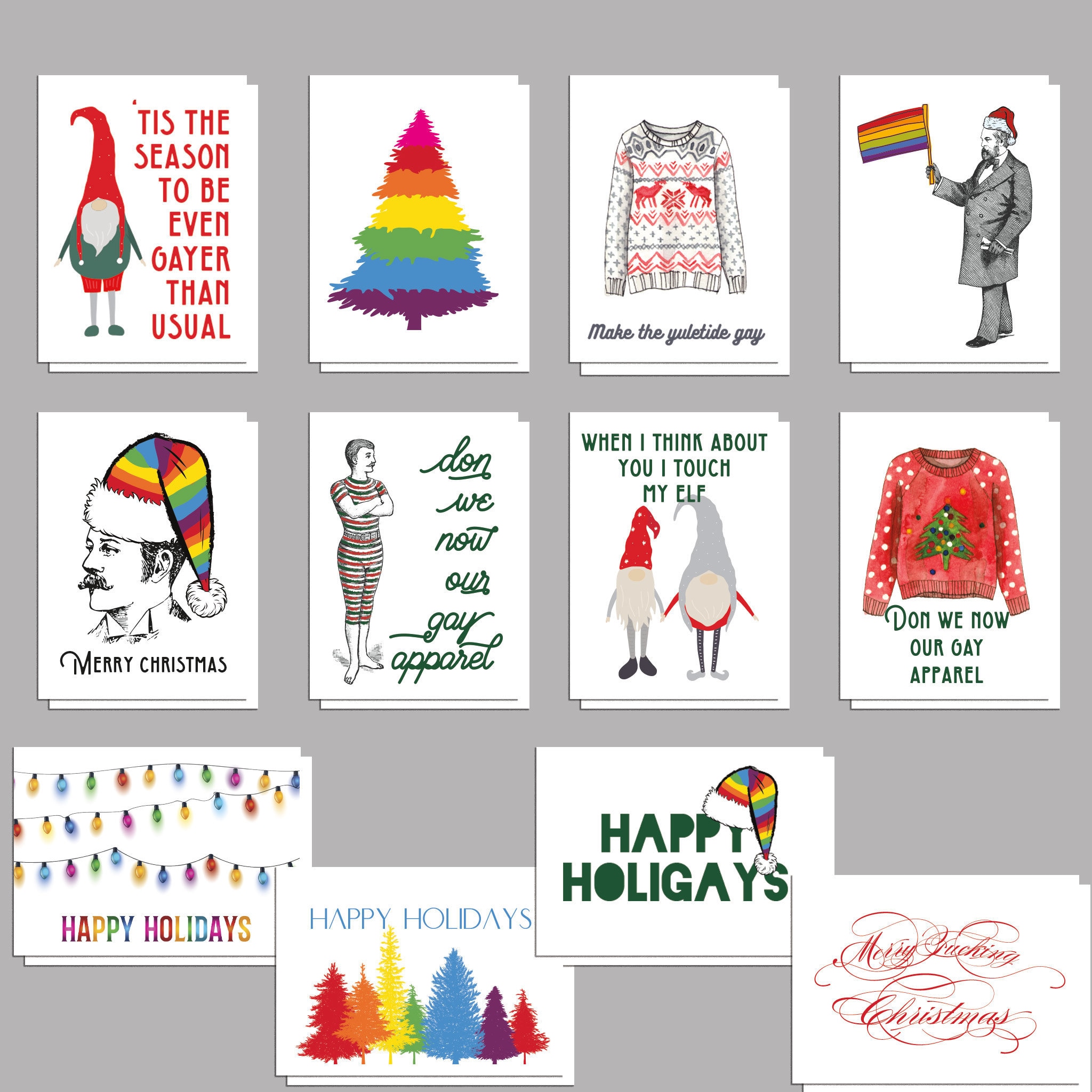 24 Funny Gay Christmas Cards Envelopes LGBTQ Rainbow Queer Etsy UK