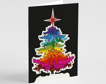 24 Colorful Rainbow Inclusive Christmas Tree Cards + Envelopes RR1 6864