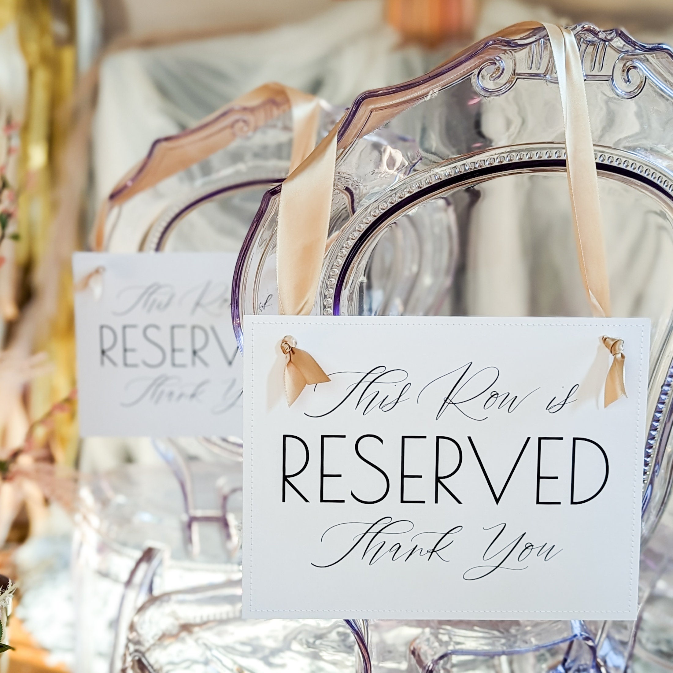 Paper Reserve Rows 2 Reserved Row Signs - Formal Wedding Ceremony Seat Signage RR23C ...