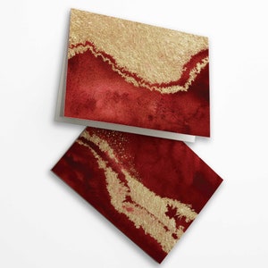 24 Cartes de vœux rouge rubis et or Cartes de vœux Toutes les cartes d’occasion + enveloppes 6645