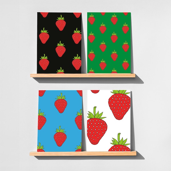 24-Pack Juicy Strawberry Greeting Cards, Fresh Summer Berry Stationery Set, Bold Colorful All-Occasion Notecards