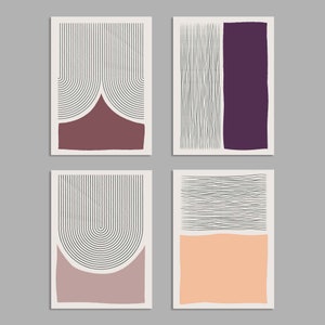 Pacote com 24 cartões comemorativos de arte abstrata, designs geométricos modernos, conjunto de 4 estilos Boho minimalistas