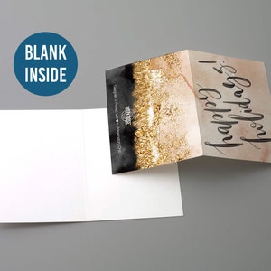 24 Bellissimi Biglietti di Auguri di Buone Feste - Set di Biglietti di Auguri di Buone Feste con Stampa Marmo Nero e Rosa Cipria RR0 6364 immagine 4