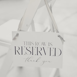 2 Reserved Signs for Wedding Chairs or Church Pews This Row Is Reserved Thank You Ceremony Event Seating 3063 image 2