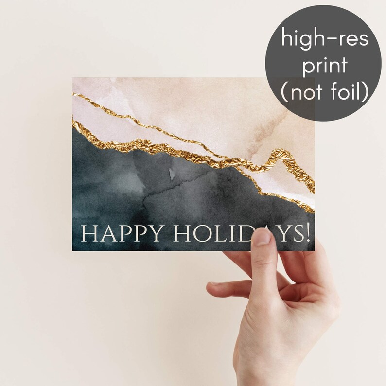 24 Bellissimi Biglietti di Auguri di Buone Feste - Set di Biglietti di Auguri di Buone Feste con Stampa Marmo Nero e Rosa Cipria RR0 6364 immagine 6
