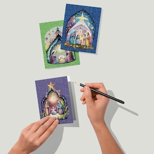 24-Pack Whimsical Merry Christmas Greeting Cards + Envelopes, 4 Nativity Scene Designs, Religious Stationery, Premium Jesus Centered Cards