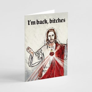 Cartões engraçados de Páscoa - Conjunto de 24 caixas com cartões em branco I'm Back B*tches com envelopes