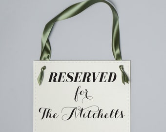 Reserved Seat Sign Personalized Banner | Hanging Handmade Sign | Wedding Ceremony Aisle Seats Mother Father Grandparents 1165