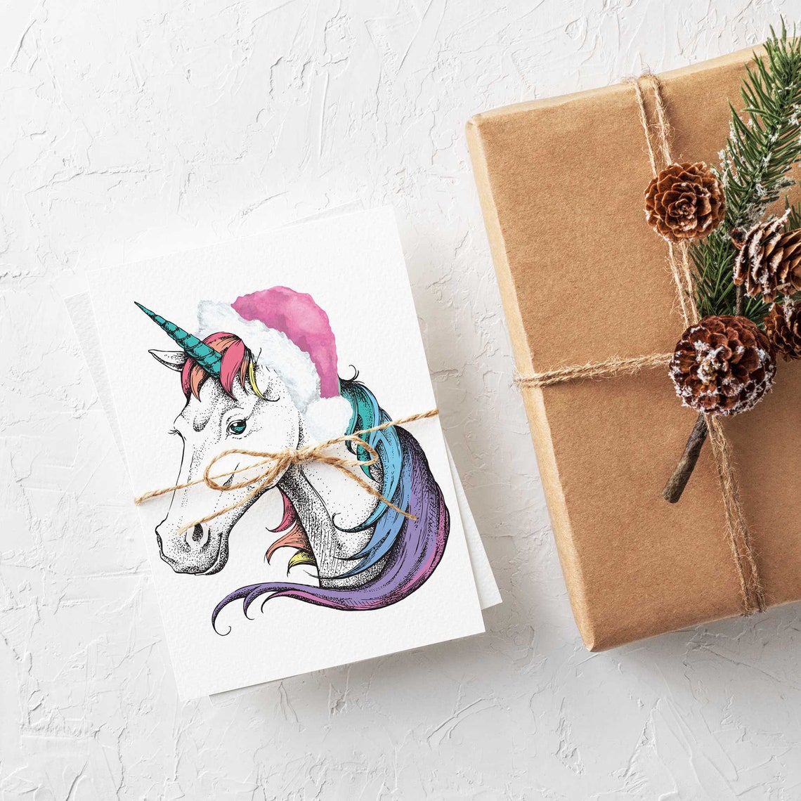 24 Regenbogen Einhorn Urlaub Karten Girly Weihnachtskarten Etsy