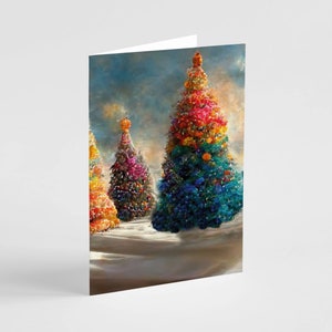 24 Magical Snowy Rainbow Christmas Tree Cards in 4 Colorful Uplifting Illustrations Envelopes RR3 6998 image 9