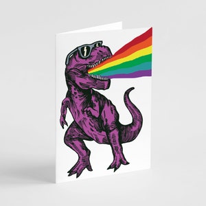Tarjetas de felicitación con el arcoíris T-Rex: divertidas tarjetas con notas de dinosaurios. Juego en caja divertido (24 tarjetas y sobres)