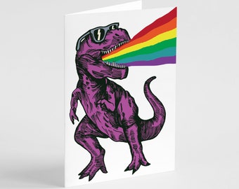 24-Pack Rainbow Rex Cards, Quirky Dinosaur Greetings with Pride Flair