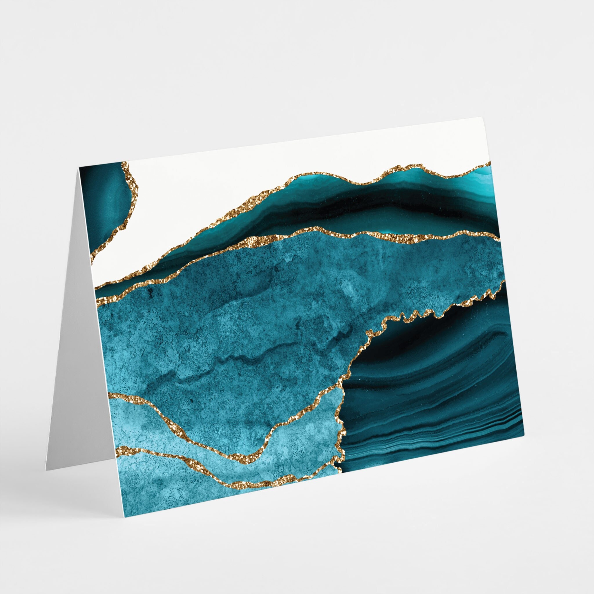 24-pack Teal Agate Greeting Cards, Watercolor Artful Stationery ...