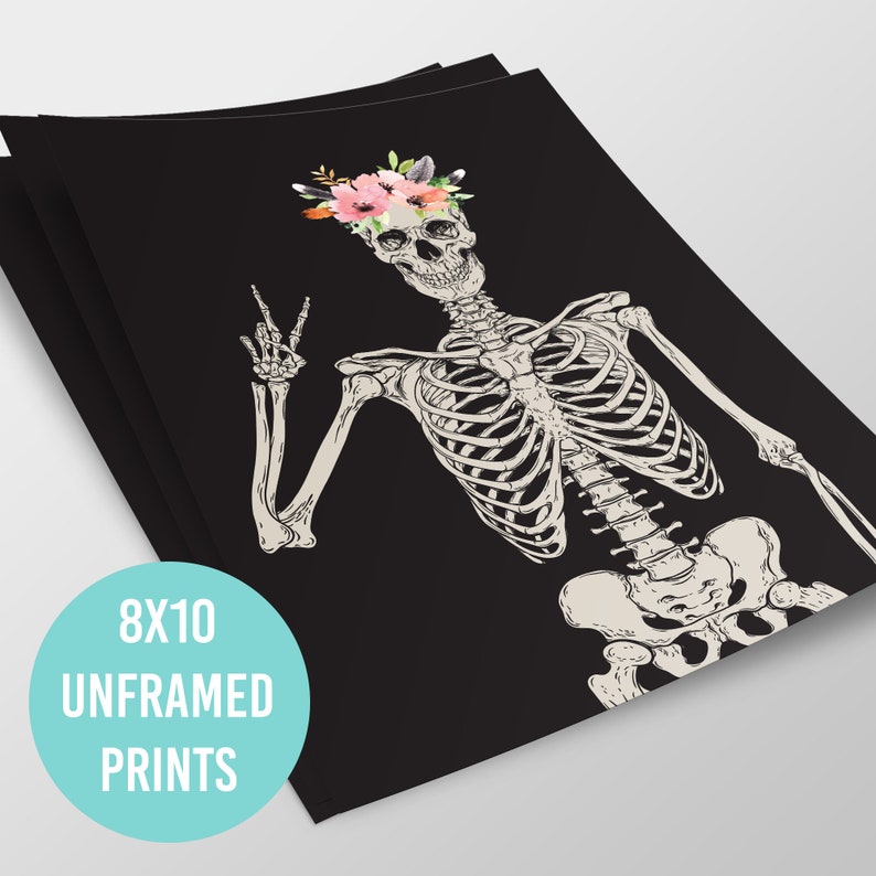  Hipster Skeleton  Wall Art Prints 3 Unframed 8x10 Artwork 