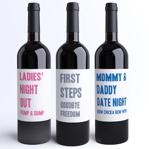 9 Mommy Milestone Wine Bottle Labels Baby Shower Gift Firsts Diaper Meltdown Tantrum Funny Push Present Basket 9222 image 10