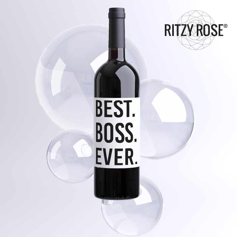 Funny Boss Wine Label Card Best Boss Ever Handmade Etsy