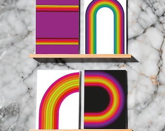 24-Pack Vibrant Rainbow Arch Greeting Cards, Bold Colorful Stationery Set