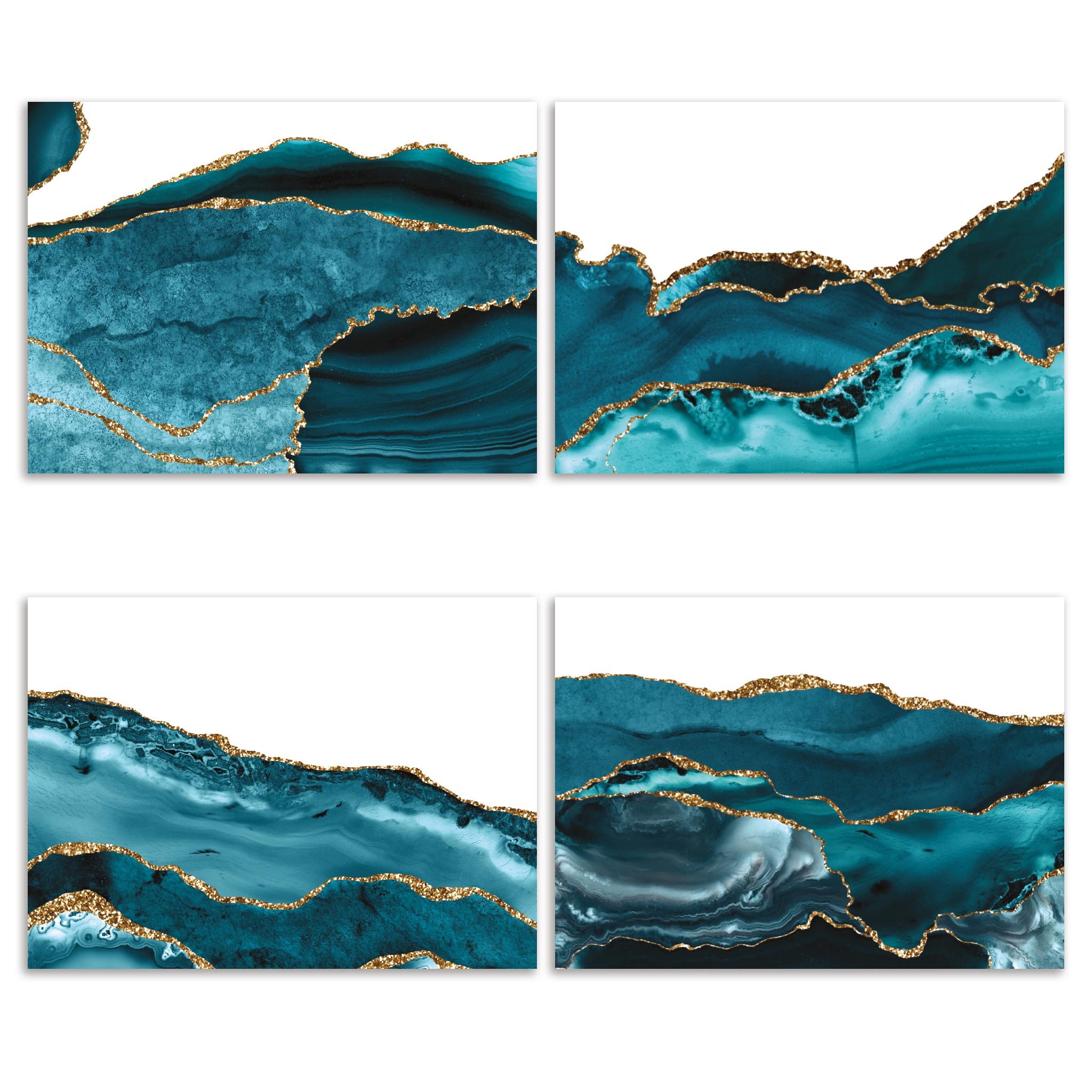 24-pack Teal Agate Greeting Cards, Watercolor Artful Stationery ...