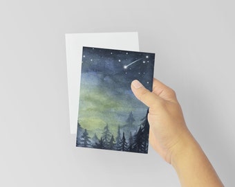 24-Pack Enchanted Forest Night Sky Cards, Starlit Pine Tree Notes, Whimsical Celestial Stationery