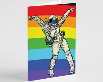 24-Pack Cosmic Pride Astronaut Greeting Cards, Rainbow Space Explorer Note Collection