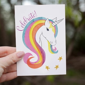 Convites para festa de unicórnio - Conjunto de 32 cartões em caixa de cartão postal mágico para aniversários e comemorações infantis