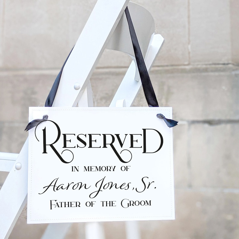 Personalized Memorial Wedding Chair Banner Printed with Relative's Name image 9