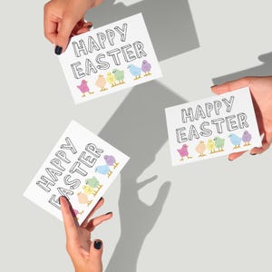 Cartões de felicitações de feliz Páscoa Pastel Chick - Conjunto de 24 cartões em branco com envelopes