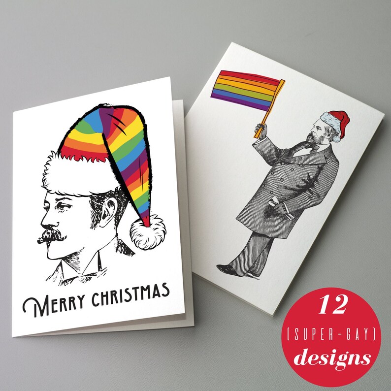 24 Gay Christmas Cards Rainbow LGBT Cards Envelopes LGBTQ | Etsy