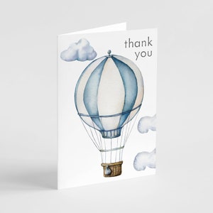 Cartes de remerciement vintage montgolfières – 24 cartes et enveloppes – ciel, nuages, esthétique simple