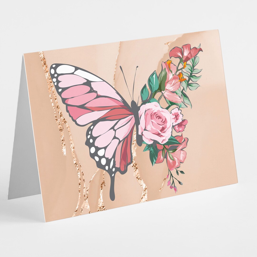 24 Butterfly Greeting Cards Box Set Blank Notecards Beautiful Wings All ...