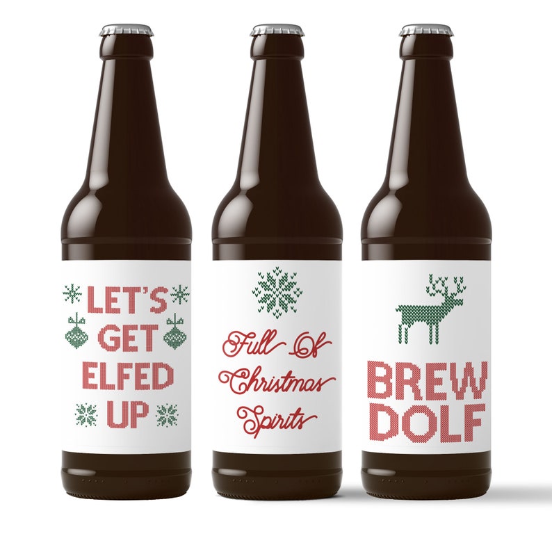 6 Funny Christmas Beer Labels 6Pack Holiday Rein Beers Etsy