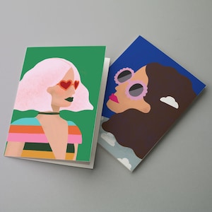 24 lustige Feminismus-Grußkarten und Umschläge | Einfach weil Girl Power Notizen | Pop Art Retro Grafik für Freundinnen | Alle Anlasskarten
