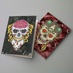 Zuckerschädel Grußkarten 24er-Pack Lebhafte Dia de los Muertos Grußkarten, leeres Grußkartenset für Erinnerungsfeier Kulturelle Verbindung