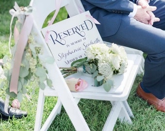 Personalized Memorial Wedding Chair Banner Printed with Relative's Name