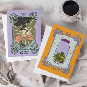 Lot de 24 cartes de correspondance vierges avec enveloppes, articles de papeterie inspirés des mauvaises herbes pour les amateurs de pothead et de spiritualité