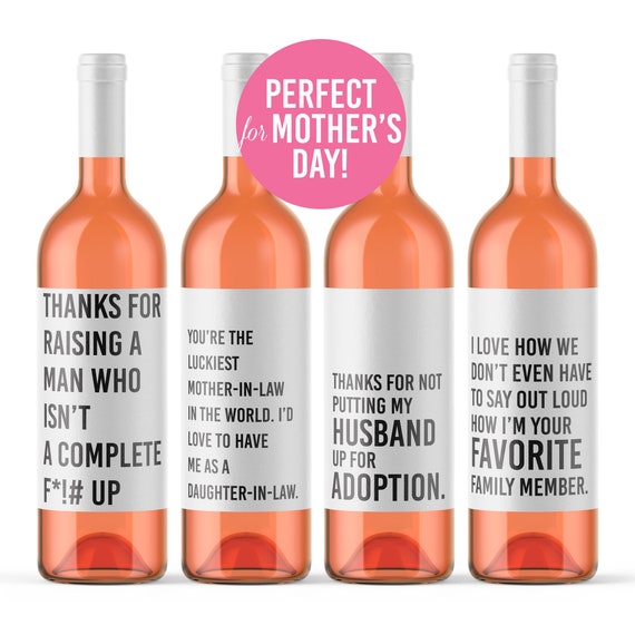 4 Funny Wine Bottle Labels for His Mom Mother's Day Mother Etsy