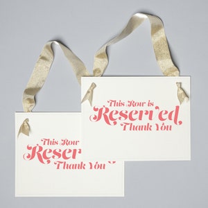 Conjunto de 2 sinais de linha reservada | Cerimônia de casamento ou assentos para eventos | Banner para cadeira ou banco