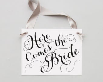Here Comes The Bride Sign Wedding Sign Ring Bearer Flower Girl Banner Ceremony Decor 1988