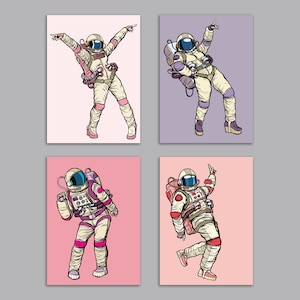 24 designs de cartões de felicitações de astronauta femininos em 4 designs femininos com envelopes RR5 6927