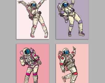 24 Girly Astronaut Greeting Card Designs in 4 Feminine Designs with Envelopes RR5 6927