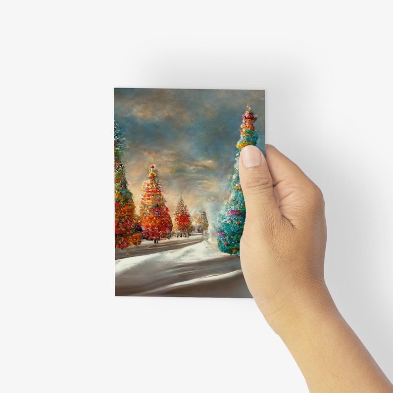 24 Magical Snowy Rainbow Christmas Tree Cards in 4 Colorful Uplifting Illustrations Envelopes RR3 6998 image 7