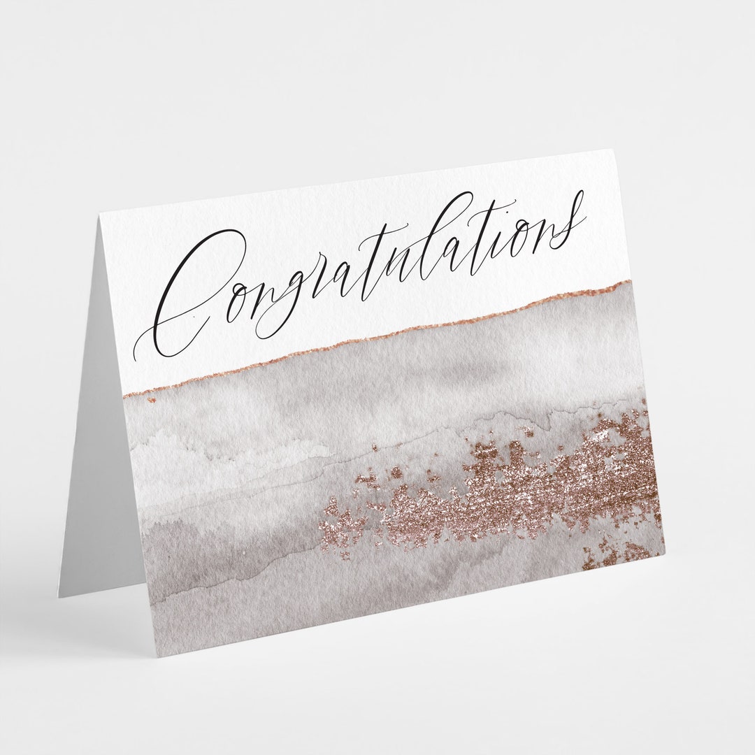 Congratulations Roses Classy Elegant Rose Gold Congratulations Cards – Boxed Set of 24 Printed ...
