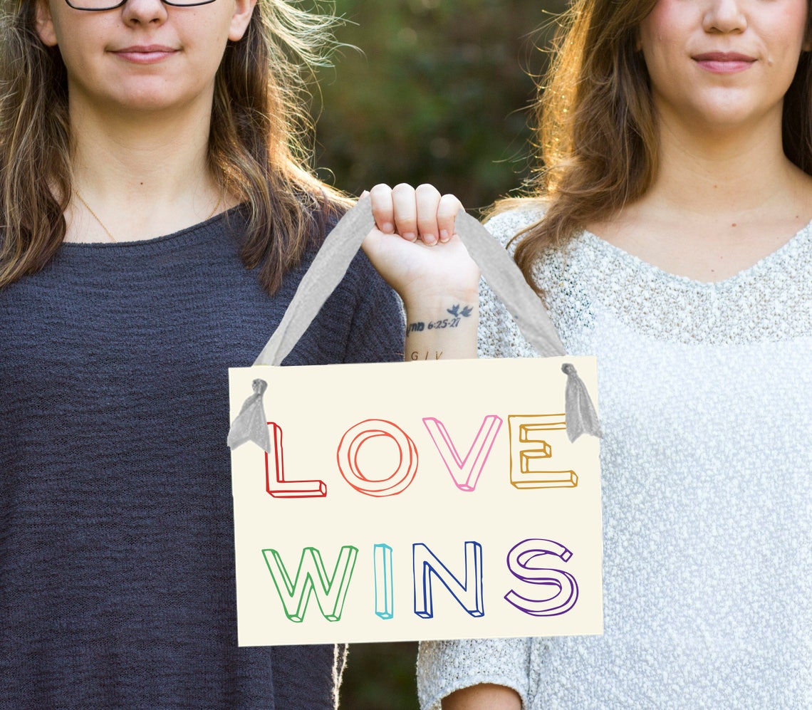 Rainbow Love Wins Sign Gay Pride Banner Lgbtq Etsy