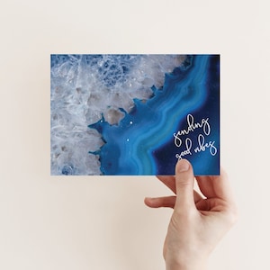 Good Vibes Achat Design Grußkarten | Blaue Serene Kunst | Boxed Set von 24